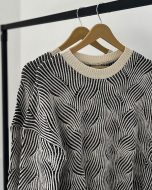 پلیور بافت سفید مشکی کد 60